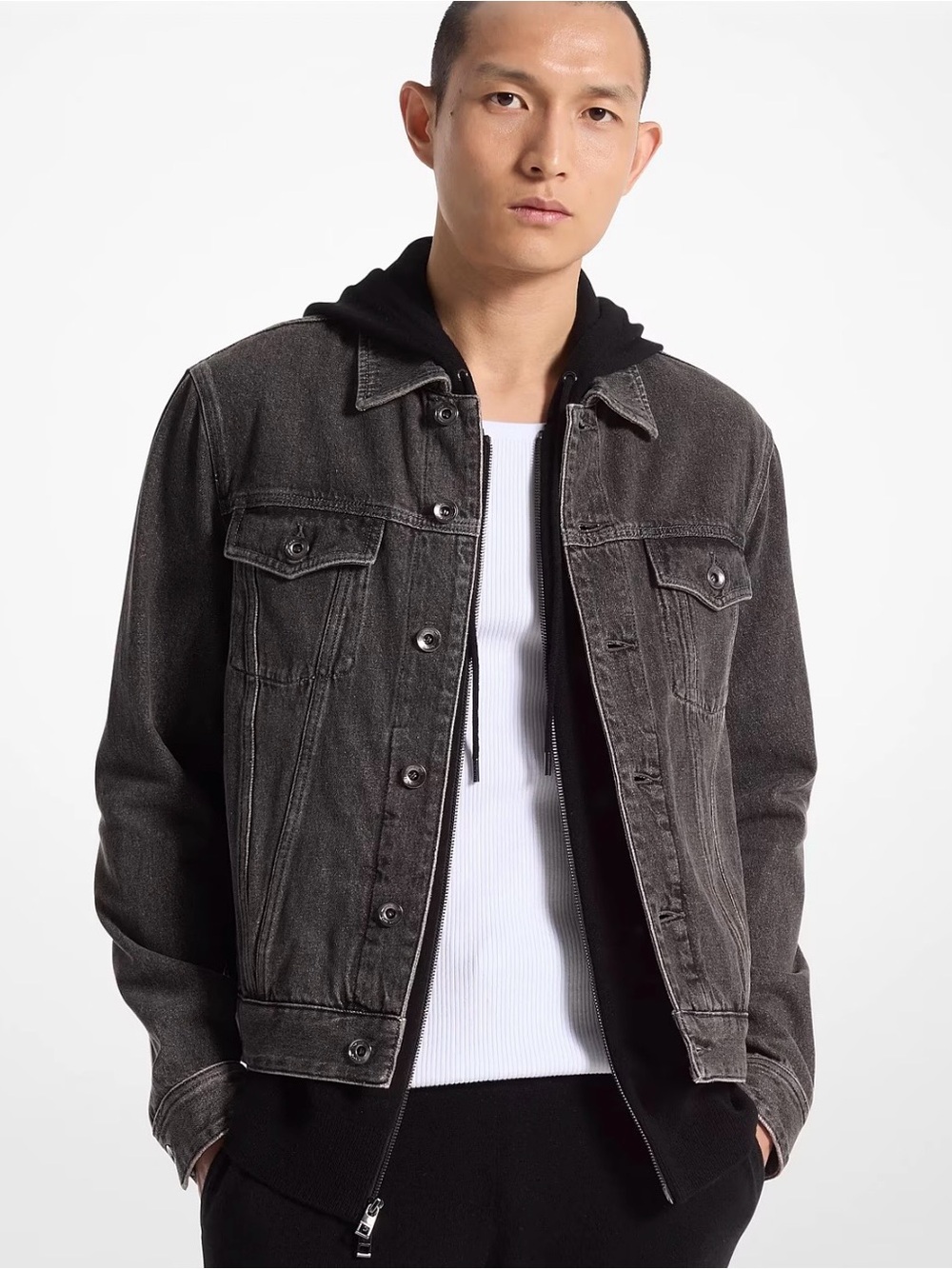 Michael Kors Denim Trucker Jacket Charcoal Gray Wash XL NWT $248